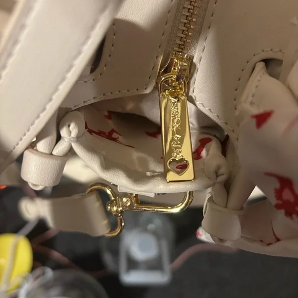 Betsy Johnson Navy and White Striped Mini Bag with Red Lobster Charm - Picture 12 of 14